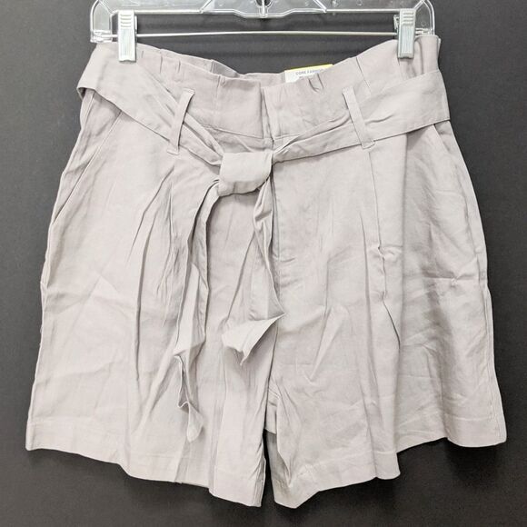 NWT INC Linen Paper Bag Belted Gray Shorts M - Picture 2 of 9
